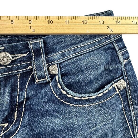 Miss Me Jeans Size 25 Signature Low Rise Slim Boot Flap Pocket Rhinestones - Picture 11 of 16